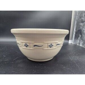 Longaberger Pottery Woven Traditions Large Mixing Bowl Ivory Classic Blue 10”